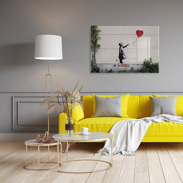 Wallity Cuadro Decorativo Banksy en Vidrio Templado 50 x 70 cm